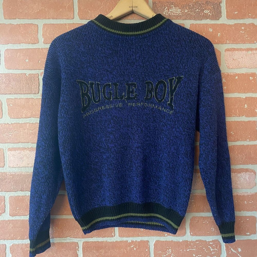 Vintage Bugle Boy Pullover Sweater Kids Boys Blue Long Sleeve - No Size Tag